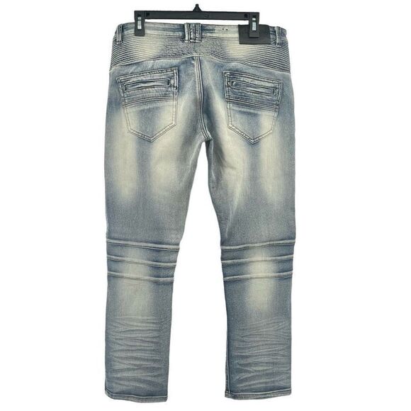 XRAY Jeans Men’s Light Wash Moto Biker Slim Stretch Skinny Denim Jeans 34/30 - Picture 8 of 16